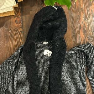 Tags on light weight long hooded cardigan from Ecote
